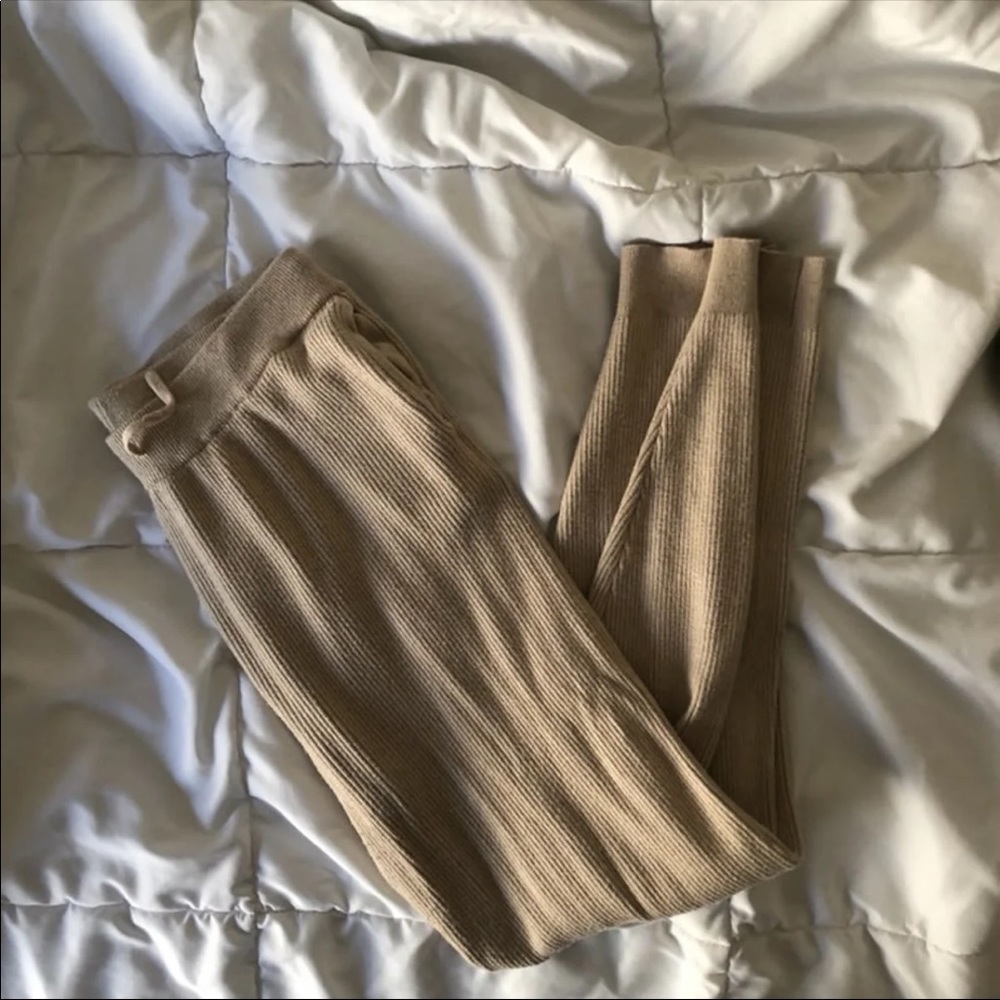 pacsun high rise ribbed tan sweats